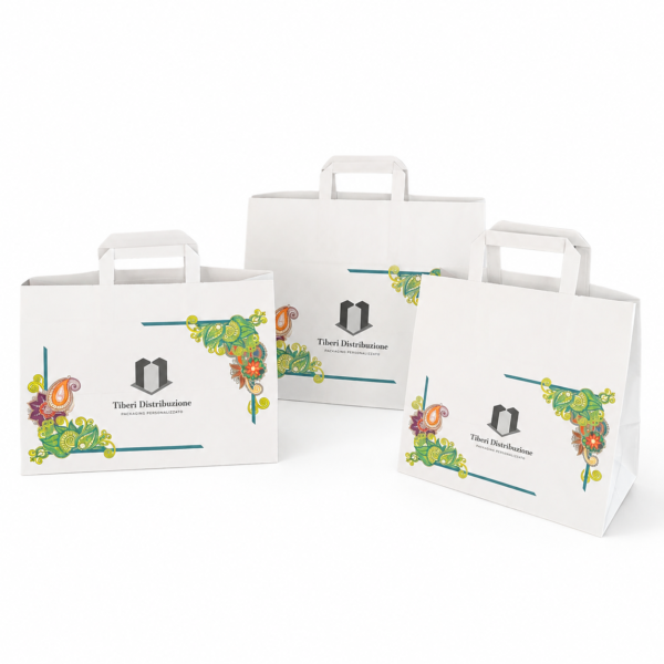Shoppers con manico piatto bianche